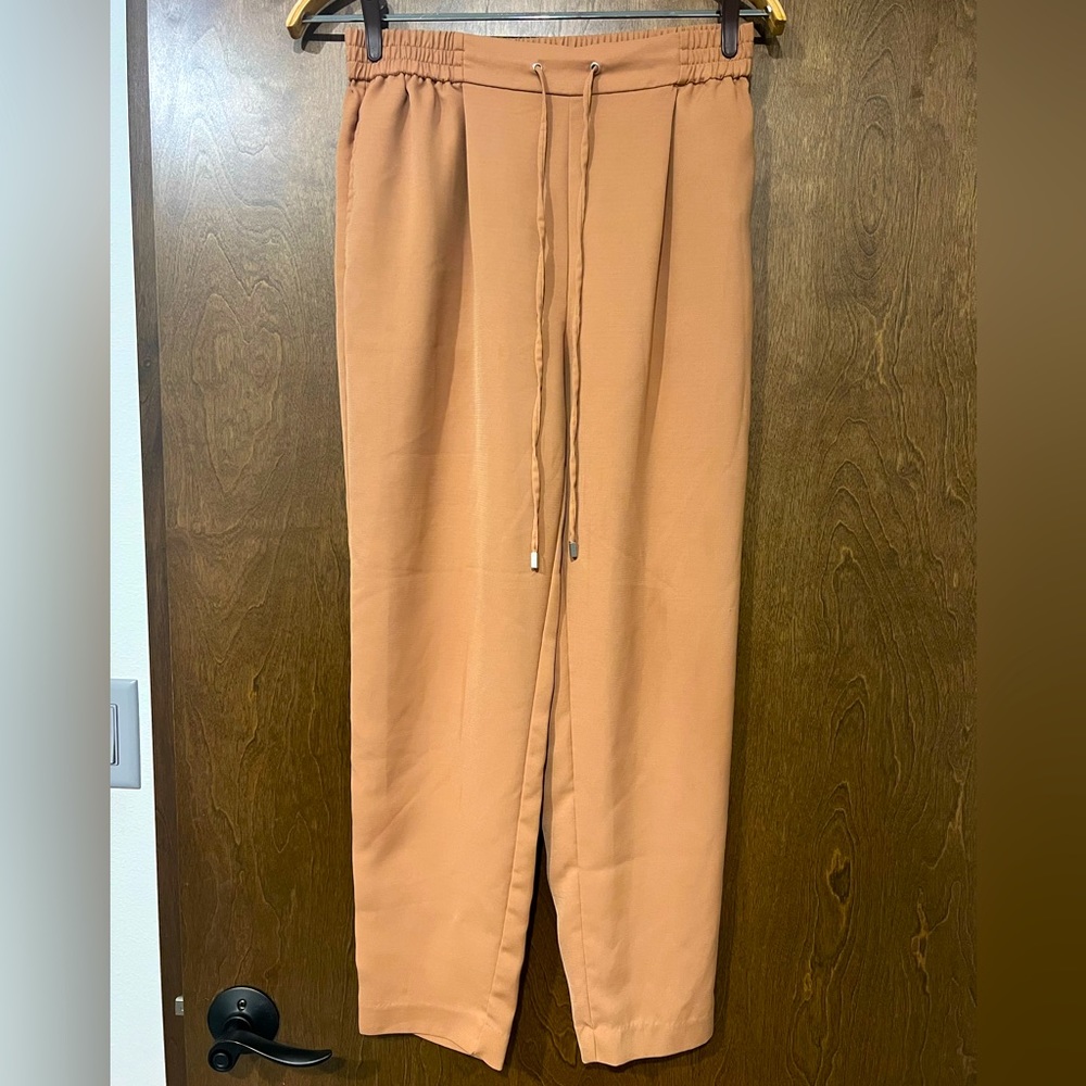Zara Camel Elastic Waistband Pants